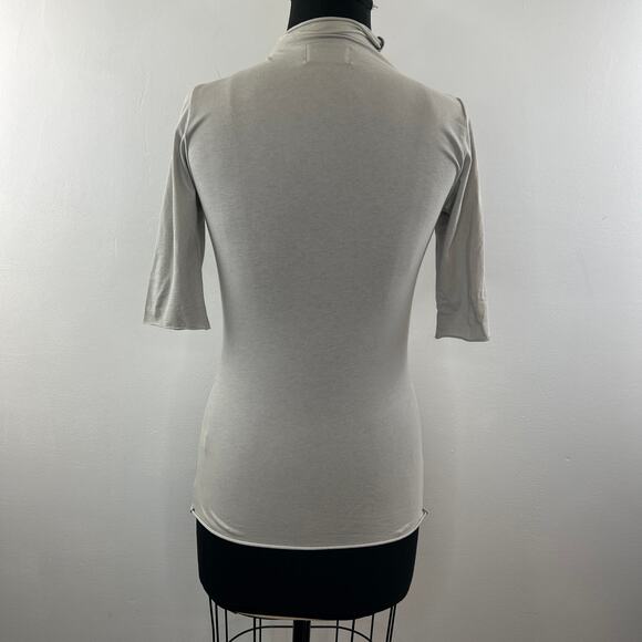 ANTHROPOLOGIE BEN AND LUCIA Gray Cotton Blend Short Sleeve Mock Neck Top Size S - Picture 5 of 8